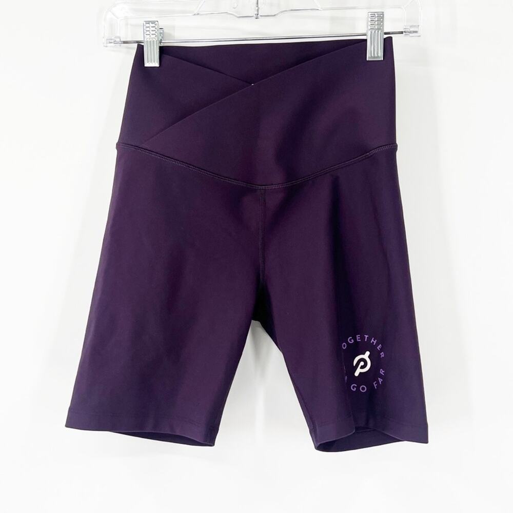 Peloton Criss Cross Waist Purple Biker Shorts